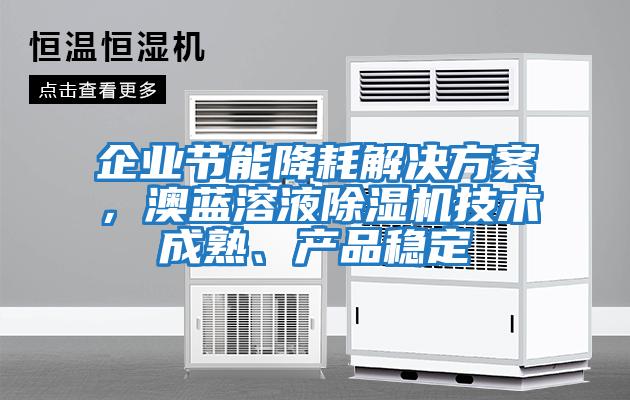 企業節能降耗解決方案,澳藍溶液除濕機技術成熟、產品穩定